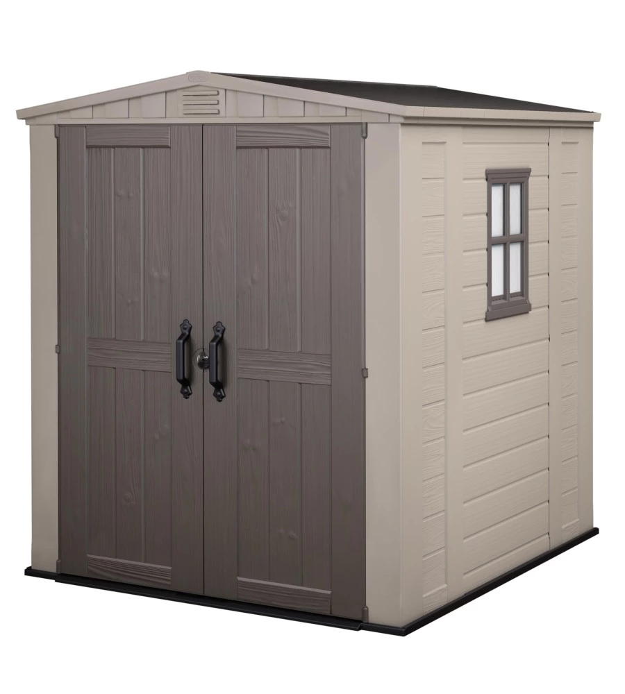 CASETTA DA GIARDINO KETER "FACTOR 6x6" IN RESINA COLORE BEIGE CON PORTA BATTENTE DOPPIA 178X195,5X208 CM
